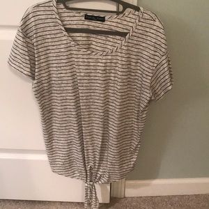 Casual Striped Top with Tie